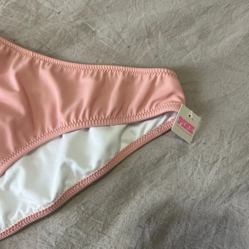 PINK Victoria's Secret Light Pink Ruched Bikini Bottoms - Picture 2 of 8